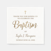Personalisiert Moderne Taufe in Gold und Weiß Serviette (Vorderseite)