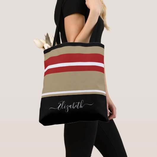 Personalisiert Moderne, trendige Black Red Tan Str Tasche (Von Nahem)