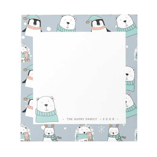 Personalisiert Moderne Weihnachts-Niedliche Tiere Notizblock (Vorderseite)