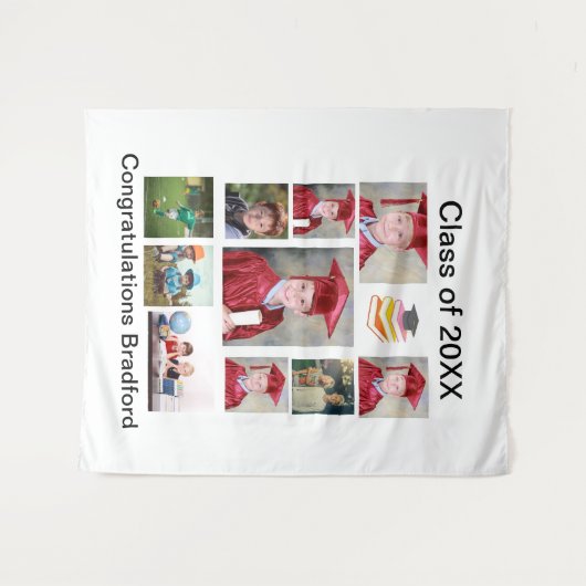 Personalisiert Moderner Abschluss 11 FotoCollage Wandteppich (Vorderseite (Horizontal))