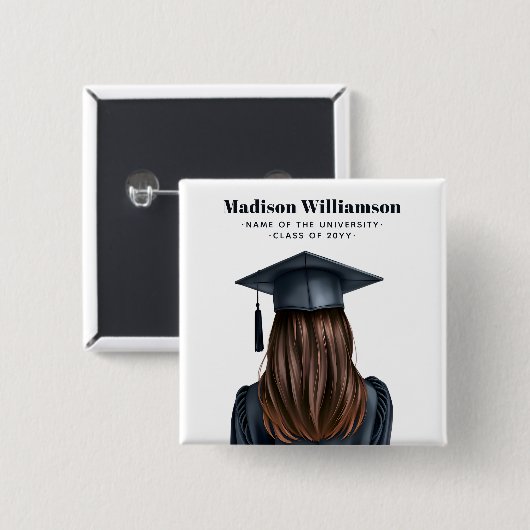 Personalisiert Moderner Abschluss Weibliche Gradui Button (Vorne & Hinten)