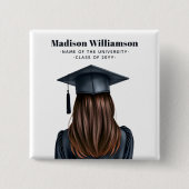 Personalisiert Moderner Abschluss Weibliche Gradui Button (Vorderseite)