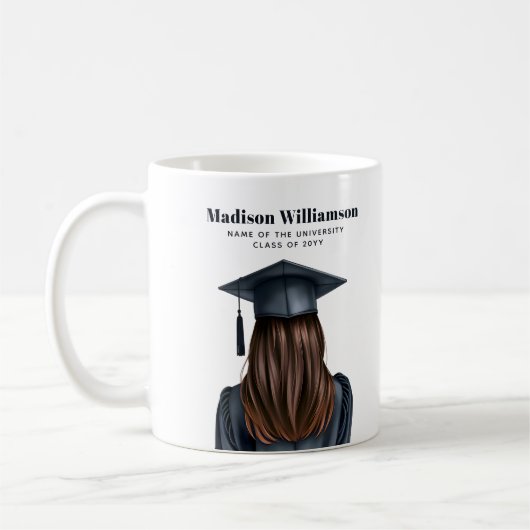 Personalisiert Moderner Abschluss Weibliche Gradui Kaffeetasse (Links)