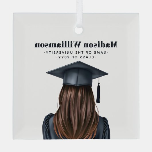 Personalisiert Moderner Abschluss Weibliche Gradui Ornament Aus Glas (Rückseite)