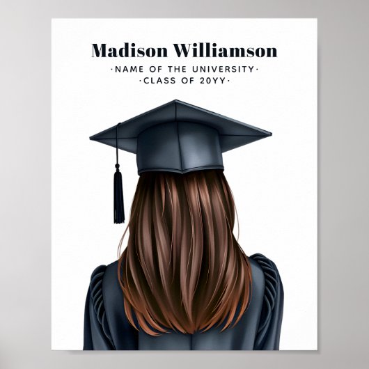 Personalisiert Moderner Abschluss Weibliche Gradui Poster (Vorne)