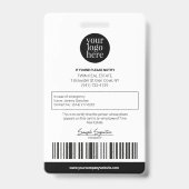 Personalisiert Moderner Beruflicher Mitarbeiter ID Ausweis (Rückseite)