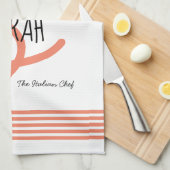 Personalisiert Moderner Korallenelegante Monogramm Geschirrtuch (Viertel Falte)