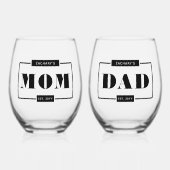 Personalisiert Moderner, kühne Mama Vater Ostern N Weinglas Ohne Stiel (Vorderseite)