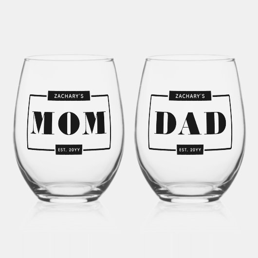 Personalisiert Moderner, kühne Mama Vater Ostern N Weinglas Ohne Stiel (Vorderseite)