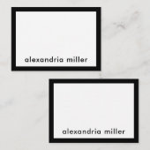 Personalisiert Moderner Minimalistischer Schwarz-w Mitteilungskarte (Vorne/Hinten)