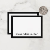 Personalisiert Moderner Minimalistischer Schwarz-w Mitteilungskarte (Vorderseite/Rückseite Beispiel)
