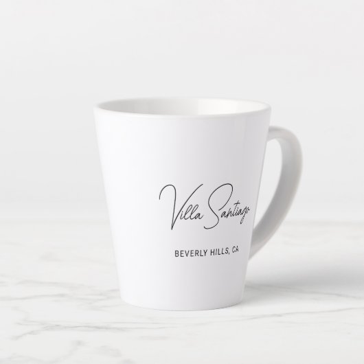 Personalisiert Moderner Name der Zuhause Residence Milchtasse (Rechte Ecke)
