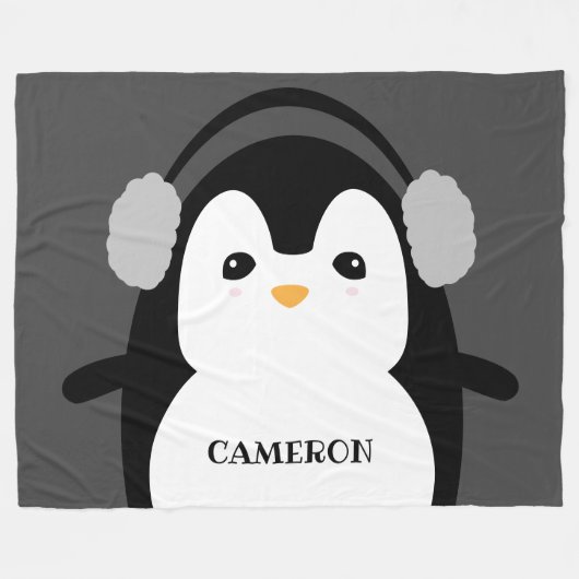 Personalisiert Moderner Niedlicher Schwarz-weißer  Fleecedecke (Vorderseite (Horizontal))