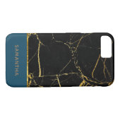 Personalisiert Moderner, schicker schwarzer Marmor Case-Mate iPhone Hülle (Rückseite (Horizontal))