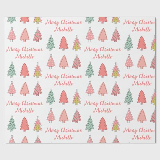 Personalisiert Moderner Weihnachtsbaum Geschenkpapier (Flach)