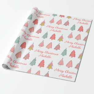 Personalisiert Moderner Weihnachtsbaum Geschenkpapier