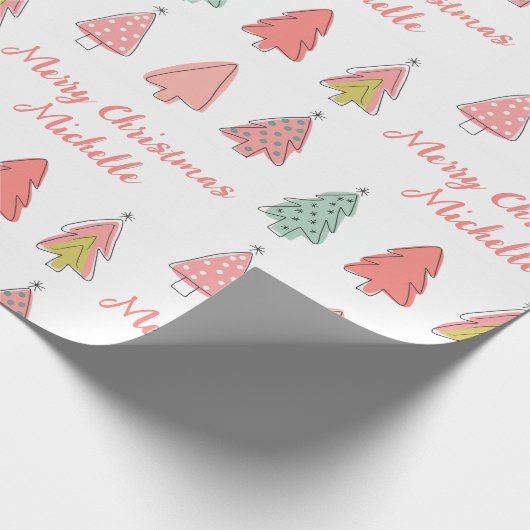 Personalisiert Moderner Weihnachtsbaum Geschenkpapier (Ecke)