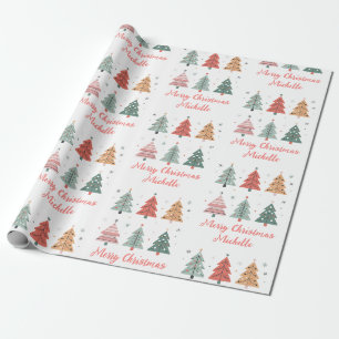 Personalisiert Moderner Weihnachtsbaum Geschenkpapier