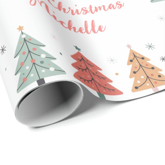 Personalisiert Moderner Weihnachtsbaum Geschenkpapier (Rolleneckpunkt)