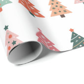 Personalisiert Moderner Weihnachtsbaum Geschenkpapier (Rolleneckpunkt)