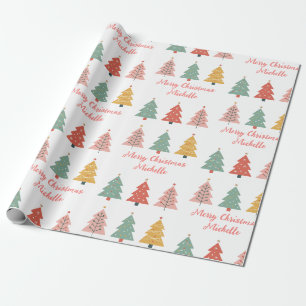 Personalisiert Moderner Weihnachtsbaum Geschenkpapier