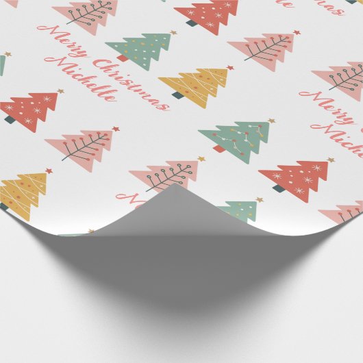 Personalisiert Moderner Weihnachtsbaum Geschenkpapier (Ecke)