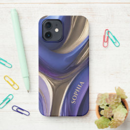 Personalisiert Modernes Abstrakt-Blau, Lila und Go iPhone 12 Hülle