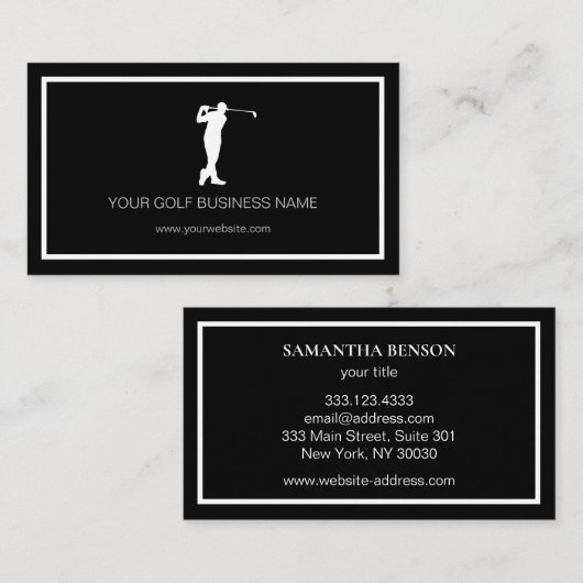 Personalisiert Modernes Black Beruflich Golf Busse Visitenkarte (Vorne/Hinten)