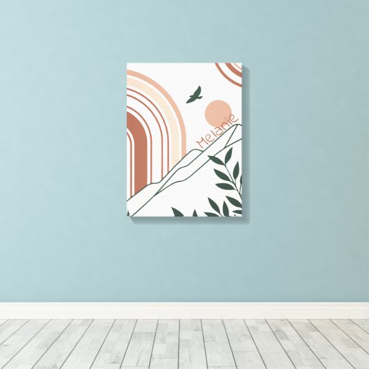 Personalisiert Modernes Boho Botanisches Minimalis Leinwanddruck (Insitu (Holzboden))