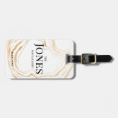 Personalisiert Modernes, elegantes White Gold neu Gepäckanhänger (Vorderseite horizontal)
