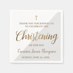 Personalisiert Modernes Gold Gray-Boy Christening Serviette