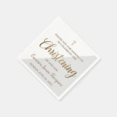 Personalisiert Modernes Gold Gray-Boy Christening Serviette (Ecke)