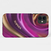 Personalisiert Modernes Lila Rosa und Gold- Case-Mate iPhone Hülle (Rückseite (Horizontal))