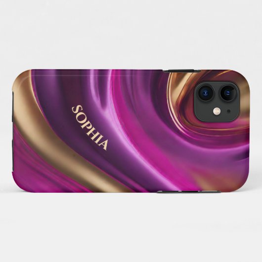 Personalisiert Modernes Lila Rosa und Gold- Case-Mate iPhone Hülle (Rückseite (Horizontal))