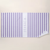 Personalisiert Modernes Lila Streifenmuster Strandtuch (Vorderseite)
