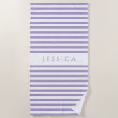 Personalisiert Modernes Lila Streifenmuster Strandtuch (Vorderseite)