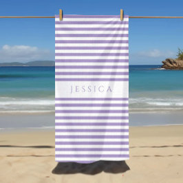 Personalisiert Modernes Lila Streifenmuster Strandtuch