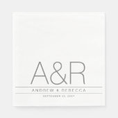 Personalisiert Modernes Minimalistisches Grau Weiß Serviette (Vorderseite)