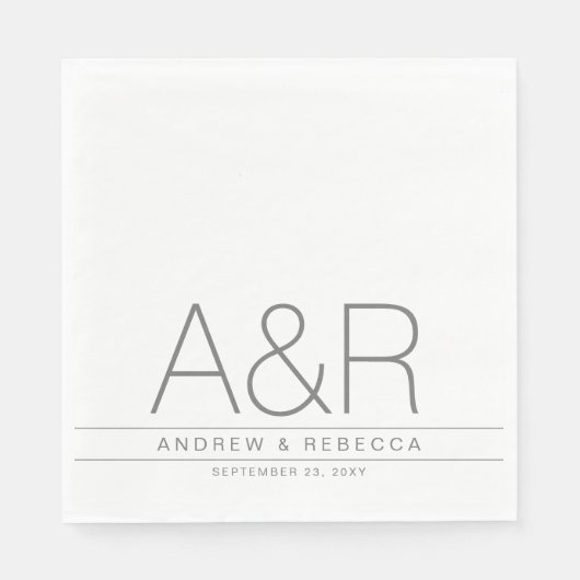 Personalisiert Modernes Minimalistisches Grau Weiß Serviette (Vorderseite)