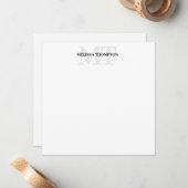 Personalisiert Modernes Minimalistisches Monogramm Mitteilungskarte (Vorderseite/Rückseite Beispiel)