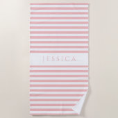 Personalisiert Modernes rosa Streifenmuster Strandtuch (Vorderseite)