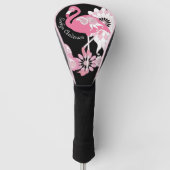 Personalisiert-Modernes Schwarzes Paisley Pink Fla Golf Headcover (Vorderseite)