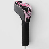 Personalisiert-Modernes Schwarzes Paisley Pink Fla Golf Headcover (angewinkelt)