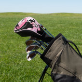 Personalisiert-Modernes Schwarzes Paisley Pink Fla Golf Headcover (In SItu)