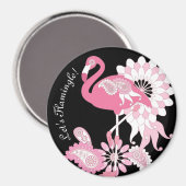 Personalisiert-Modernes Schwarzes Paisley Pink Fla Magnet (Vorderseite/Rückseite)