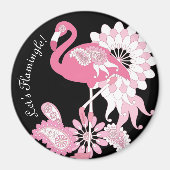 Personalisiert-Modernes Schwarzes Paisley Pink Fla Magnet (Vorne)
