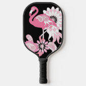 Personalisiert-Modernes Schwarzes Paisley Pink Fla Pickleball Schläger (Vorderseite)