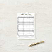 Personalisiert monatlicher Bill Tracker Post-it Klebezettel (Auf Schreibtisch)