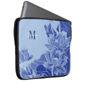 Personalisiert Monogram Blue Flowers Lotus Mandala Laptopschutzhülle (Vorne Rechts)