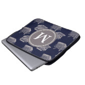 Personalisiert Monogram Blue Vintag-Schreibmaschin Laptopschutzhülle (Vorne Knopf)